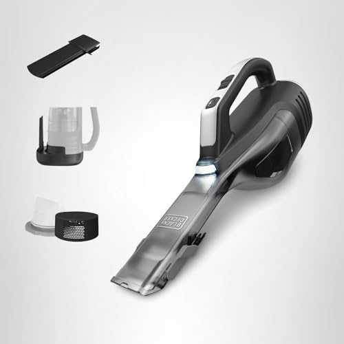 BLACK+DECKER Dustbuster Reveal Handheld Vacuum Cordless, Car Vacuum Portable Cordless, LED Light, Long Run Time, Rechargeable Lightweight Dust Buster, Includes Crevice Tool, Charging Base (HLVD320B42)