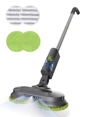 Cordless Electric Mop, Lightweight Electric Floor Mop with Detachable Water Tank, Water Sprayer & LED Headlights, Self-Propelled Floor Cleaner for Hardwood Tile Laminate Floor, Long-Lasting Battery