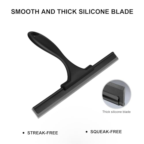 SetSail Squeegee for Shower Glass Door Stainless Steel Shower Squeegee for Glass Doors All-Purpose Window Squeegee for Tile Shower Walls, Sink, Mirror, Bathroom, Car Window Cleaning 10 Inches, Balck