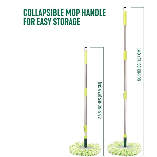 Pine-Sol Spin Mop and Bucket Set - Microfiber Mop Head with Extendable Handle and Easy Wring Bucket - Multi Surface Floor Cleaning System for Wet Mopping