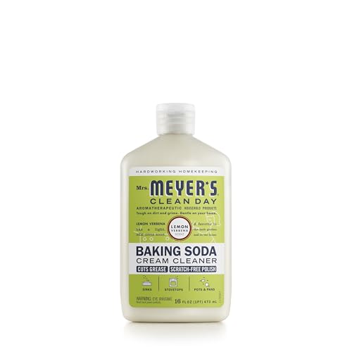 MRS. MEYER'S CLEAN DAY Baking Soda Cream Cleaner, Cuts Grease, Scratch-Free Polish, Lemon Verbena, 16 Fl Oz, Pack of 1