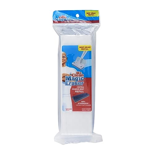 Mr. Clean Magic Eraser Extra Power Floor Mop Foam Refill Head with Water-Activated Micro-Scrubbers, White/Blue