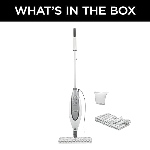 Shark® Professional Steam Pocket® Mop with Swivel Steering, 2 Washable Double-sided Pads, Steam Sanitization, Lightweight, Steam Cleaner for Sealed Hard Floors, Marble, Stone & Laminate, Grey, S3601