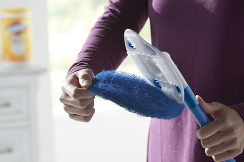 Clorox Extendable Tub & Tile Scrubber – Heavy Duty Brush with Pivoting Head, Replaceable Pad, Works with Clorox Wipes for Easy Bathroom Cleaning, Blue