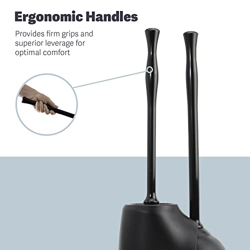 Casabella Bowl Brush & Plunger Combo - Heavy-Duty Toilet Plunger and Cleaning Brush, Ergonomic Handles, Durable Bowl Brush, Tackles Tough Clogs, Discreet Storage