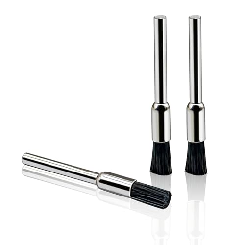 405-02 mini Nylon Bristle Brush for Dremel Brushes,Pen Brush End Brush for Drill, 1/8" Shank Diameter Mini Rotary Tool Accessory（3PCS