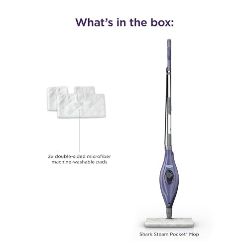 Shark Steam Pocket Mop with 2 Washable Double-sided Pads, Steam Sanitization, Swivel Steering, Lightweight, Steam Cleaner for Sealed Hard Floors, Hardwood, Marble, Tile, Purple, S3501