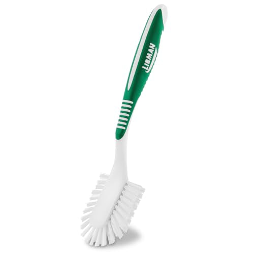 LIBMAN Kitchen Scrub Brush with Long Handle - 3 Pk Kitchen Brush for Dishes - Dish Scrubber Cleaning Brushes for Sinks, Bottles, Pots, Pans, Vegetables - All Purpose