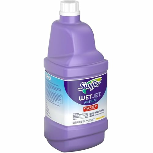 Swiffer WetJet Antibacterial Solution Refill for Floor Mopping and Cleaning, All Purpose Multi Surface Floor Cleaning Solution, Fresh Citrus Scent, 1.25 Liters