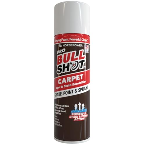 Bull Shot Carpet Spot & Stain Remover, AS SEEN ON TV, Made In USA, Just Point & Spray, Stain-Lifting Foam-Action, Coffee, Soda, Wine, Grease, New & Old Stains & More