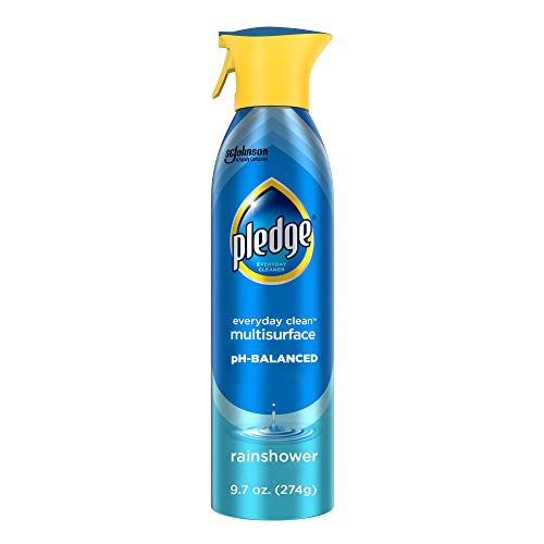 Pledge pH-Balanced Multisurface Spray, Gently Clean 101 Surfaces, Remove Dust and Messes, No Residue - Rainshower Scent, 9.7oz