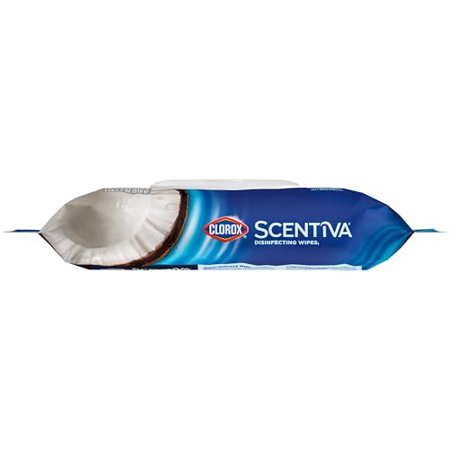 Clorox Scentiva Disinfecting Wipes, Coconut and Waterlily, 75 Count, Pack of 3 (Package May Vary)