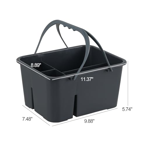 Ysmiltion Plastic Cleaning Caddy Organizer with Handle, Carry Caddy for Cleanig Supplies, Deep Grey