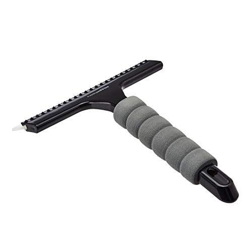 Amazon Basics All-Purpose Window Squeegee with Handle for Car Windshield, Shower, Glass, Mirror Cleaning, Silicone Rubber Blade, Streak-Free Results, Lightweight, Black, 8-inch