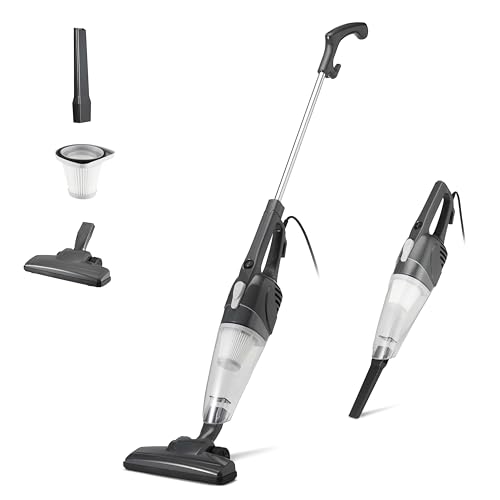 Amazon Basics 2-in-1 Corded Stick Vacuum Cleaner, Converts to Handheld, Lightweight (3.9 LBS), with Washable Filter, Crevice Tools, 0.5L Dust Cup, Self-Standing, 19.7-Ft Cord, 300W, Black