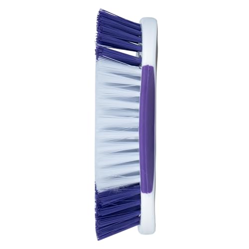 Fabuloso Cleaning Brush, Compact Hand Scrub Brush with Easy Grip Rubber Texture for Kitchen, Bathroom, Tile, Baseboards and Floors, Firm Bristles for Indoor Surface Cleaning, White & Purple, 6 Inch