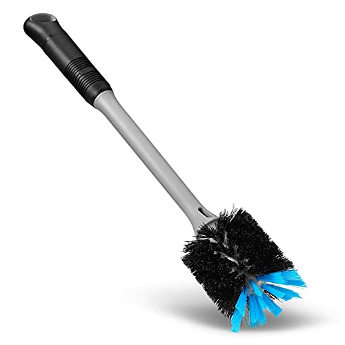 MOSOLAN 2-in-1 Water Bottle Brush and Straw Cleaner Brush, Long Handle Water Bottle Scrubbing Brush for Water Bottles, Glasswares, Mugs, Flasks, Tumblers and Kitchen Sink, Black, 1 Pack