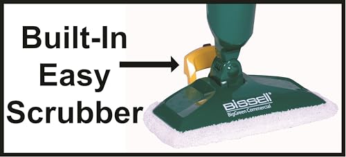 Bissell Commercial-BGST1566 Steam Mop Power Steamer, 12.5" wide, comes with Two soft pads for every day and one scrubby pad for heavy messes,Green