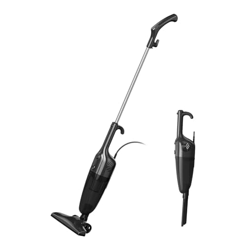 Cotiro Corded Stick Vacuum Cleaner, Lightweight High Power Handheld Vac with Crevice Tool for Home, Apartment, Carpet, Pet Hair & Hardwood Floors, Black
