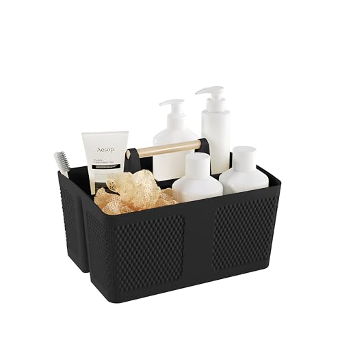 Xuhdukc Shower Caddy Portable and Cleaning Caddy Organizer for Bathroom, Kitchen, Toiletries Storage ，Caddy organizer with handle, Rust-Resistant, Durable Material (Black, 9.36" L×7.73" W×7.24" H)