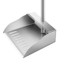Metal Dust Pans with Long Handle,Heavy Duty Dust Pan with Handle,Upright Stand Up Dustpan with Dust Pan Teeth to Clean Hair for Home Kitchen Office Lobby Floor Garden