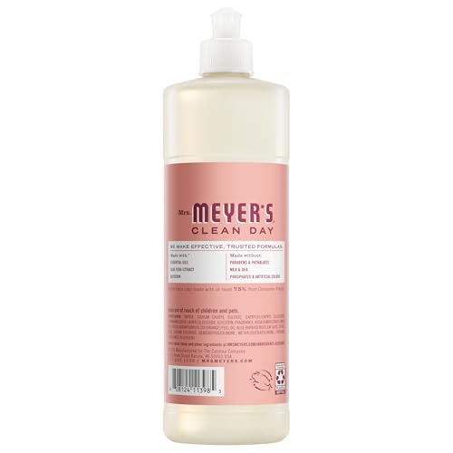 MRS. MEYER'S CLEAN DAY Liquid Dish Soap, Rose Scent, 16 Fl Oz Bottle - 3 Pack