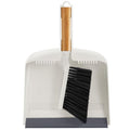 SUBEKYU Dustpan and Brush Set with Bamboo Handle, Hand Mini Broom and Dustpan Set, Small Broom and Dustpan Set for Kitchen/Desktops/Bedroom, White, 1 Set