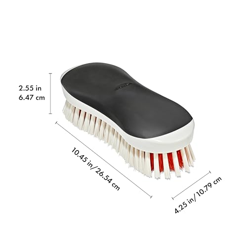 OXO Good Grips Grout Brush & Heavy Duty Scrub Brush Combo Set; Tough, Durable bristles Cut Through Grime and soap scum; Ideal for tubs, Tile Walls, countertops and Floors