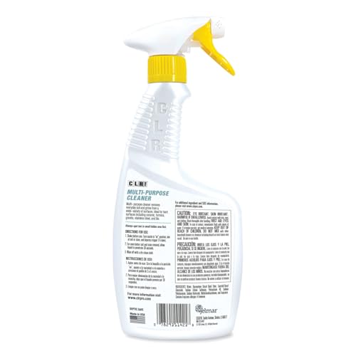 GLOBAL PACKING SOLUTIONS CLR PRO Multi-Surface Cleaner, Removes Soil and Grime, Lemon Scent, 32 Fl Oz bundled with Microfiber Cloth