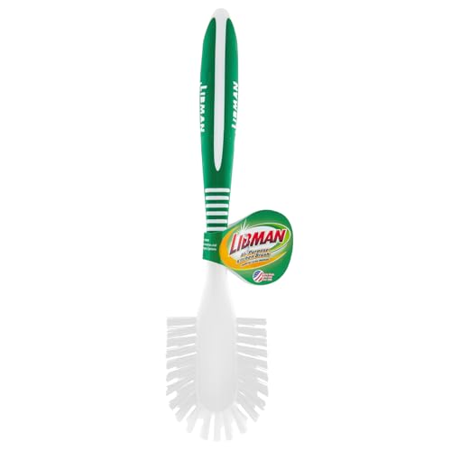 LIBMAN Kitchen Scrub Brush with Long Handle - 3 Pk Kitchen Brush for Dishes - Dish Scrubber Cleaning Brushes for Sinks, Bottles, Pots, Pans, Vegetables - All Purpose