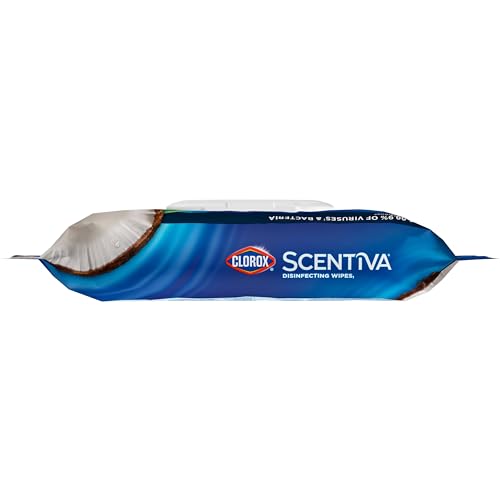 Clorox Scentiva Disinfecting Wipes, Coconut and Waterlily, 75 Count, Pack of 3 (Package May Vary)