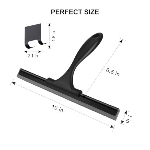 SetSail Squeegee for Shower Glass Door Stainless Steel Shower Squeegee for Glass Doors All-Purpose Window Squeegee for Tile Shower Walls, Sink, Mirror, Bathroom, Car Window Cleaning 10 Inches, Balck