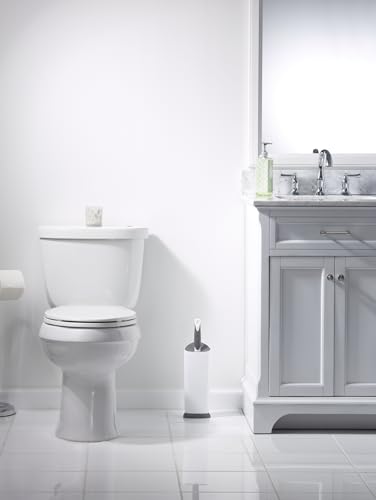 Clorox Covered Toilet Brush and Caddy with Splash Guard & Non-Skid Base, 2-Piece, White