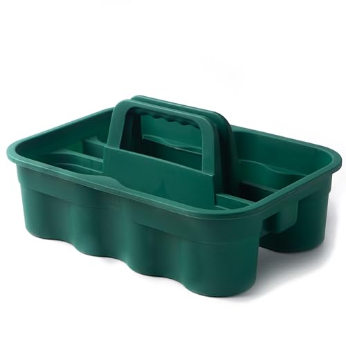 Matthew Large Plastic Tote Tool & Deluxe Supply Cleaning Caddy with Handle Portable Shower Basket Storage Caddy for Cleaning Products Organizer,Take-Out Coffee/Soft Drink,Bath Multi Use - Green