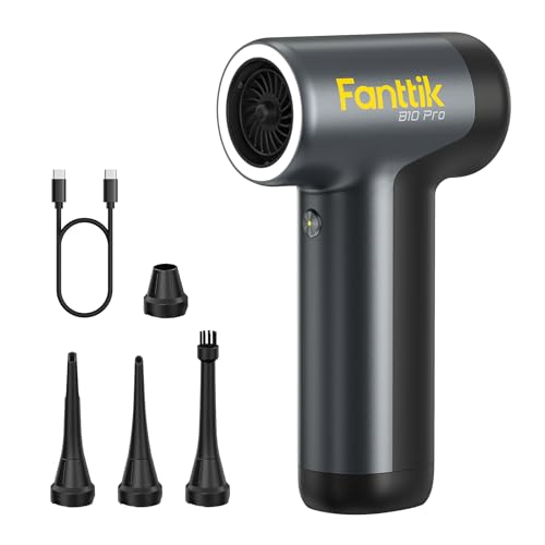 Fanttik B10 Pro Electric Air Duster, 110000RPM Brushless Motor, Compressed Air Duster, Mini Blower with One-tap Booster, 3 Gears Adjustable, Electric Duster for PC, Keyboard, Electronics (Grey)