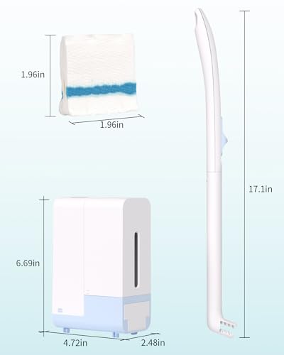 AIR U+ Disposable Toilet Brush Wand for Scrubbing Bubbles Flushable Refills, Wall Mount Toilet Cleaning System with 24 Count Refills + 1 Toilet Wand + 1 Automatic Visual Caddy