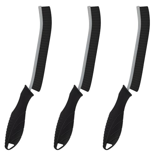 KMOSENIA Cleaning Brush - 3 Pcs Hard Bristle Crevice Cleaning Brush, Grout Brush, Scrub Brush Cleaning Supplies, Gap Cleaning Tools for Bathroom Kitchen Toilet Window Track (3, Black)