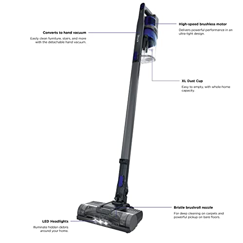 Shark Pet Cordless Stick Vacuum | HyperVelocity Suction, XL Dust Cup, LED Headlights | Removable Handheld with Crevice & Pet Multi-Tool | 40-Min Runtime | Lightweight, Portable | Grey | IX141