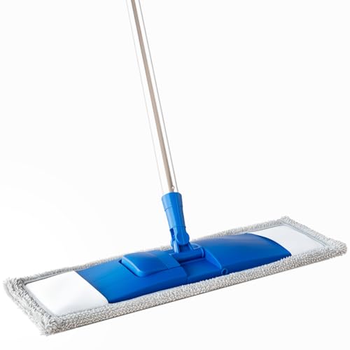 17" Microfiber Mop for Hardwood Floor Cleaning,Mops with 50" Stainless Steel Pole, 1 Reusable & Washable Mop Pad, Wet & Dry Use for Hardwood, Tile, Marble and Vinyl Floors