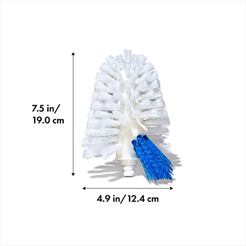 OXO Good Grips Toilet Brush with Rim-Cleaner Replacement Head, White, Plastic Handle, 10-Inch