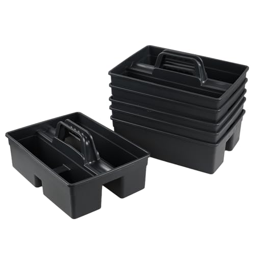 Morcte 6 Pack Plastic Cleaning Supply Caddy, Cleaning Carry Caddy Organizer with Handle, Gray
