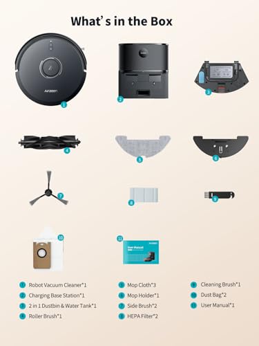 Robot Vacuum and Mop, Self-Emptying Robot Vacuum Cleaner with 6000Pa Suction, Laser Navigator with Smart Mapping Robotic Vacuums, 150Mins Runtime,Schedule,App Alexa Control for Carpet/Pet Hair,Q10 pro