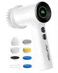 PUFTEM Shower Scrubber, Electric Spin Scrubber for Bathroom Cleaning – Cordless Shower Cleaner Brush with 6 Brush Heads, Dual-Direction Rotation, for Grout, Tile, Tub, Sink & Corners, White