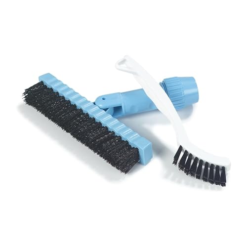 SPARTA Flo-Pac Grout Brush with Nylon Bristles, Scrubber with Handle for Bathroom and Kitchen Tile, 8", White