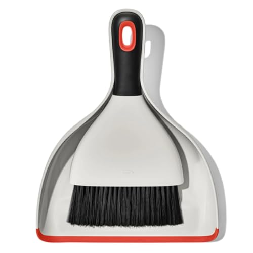 OXO Good Grips Dust Pan And Brush, 12 X 9, 2" Handle, Plastic, White