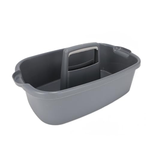 SYAOYI Large Cleaning Supplies Caddy Organizer, Portable Shower Caddy Plastic Basket with Handle, Stackable Tool Storage for Bathroom, Garden, Kitchen, Home Organization, Grey