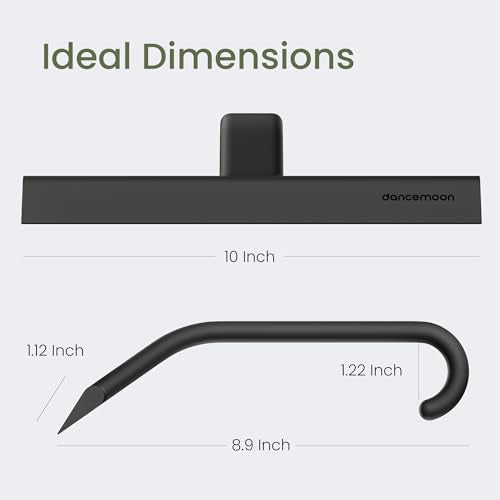 dancemoon JustHang Shower Squeegee for Glass Doors, All-One-Piece Award-Winning Silicone Squeegee with Built-in Hook for Bathroom, Window, Mirror, Tile Wall,Car, Streak-Free Cleaner Tool,10-Inch Black