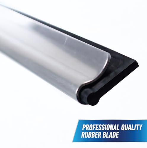 Unger Professional Connect and Clean 2-in-1 Squeegee and Scrubber, 10” Window Cleaning Tool, Commercial and Residential Use, Washer Cleaner Supplies to Remove Excess Water and Dry