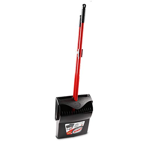 Libman Commercial 919 Lobby Dust Pan and Broom Set (Open Lid), 41" Length, 12" Width, Black/Red (Pack of 2)