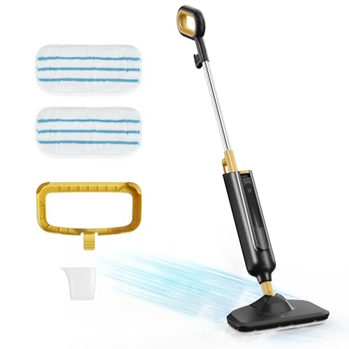 NEWBULIG Steam Mop for Hardwood/Tile/Carpet, Lightweight Steamer Cleaner for Floor Cleaning with 330ML Water Tank, Heats Up in 30 Seconds，16.4 FT Cord and 2 Washable Pads